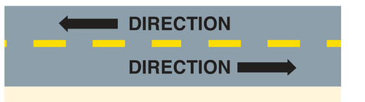 Alberta road sign: Broken yellow centre line