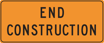 Alberta road sign: Construction zone ends