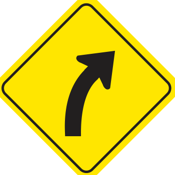 Alberta road sign: Curves right