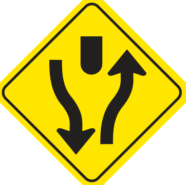 Alberta road sign: Divided highway begins