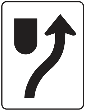 Alberta road sign: Divider ahead – keep right