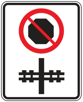 Alberta road sign: Do not stop on tracks