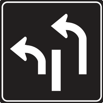 Alberta road sign: Dual left turn