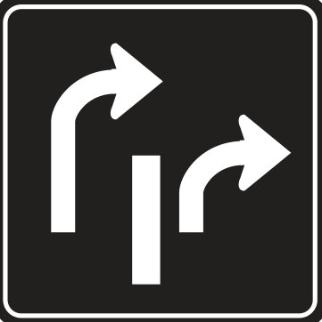 Alberta road sign: Dual right turn