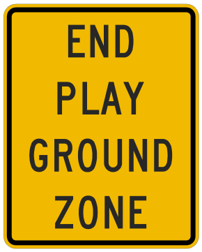 Alberta road sign: End playground zone