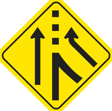 Alberta road sign: Free flow (added lane)
