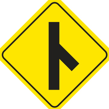 Alberta road sign: Hidden road right