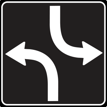 Alberta road sign: Left turn lane control