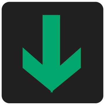Alberta road sign: Downward pointing green arrow