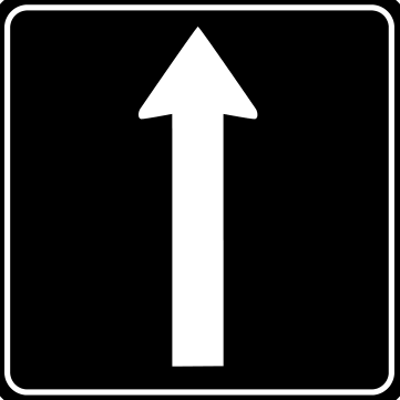 Alberta road sign: Straight only lane