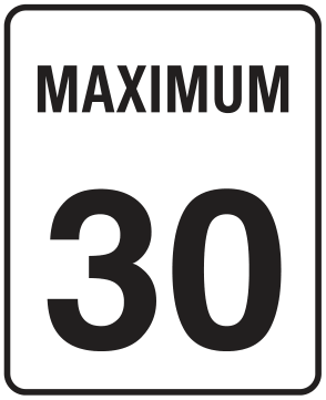 Alberta road sign: Maximum 30