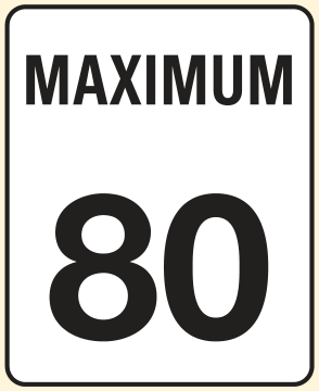 Alberta road sign: Maximum 80