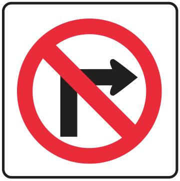 Alberta road sign: No right turn