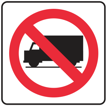 Alberta road sign: No trucks