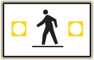 Alberta road sign: Pedestrian crossing with yellow lights