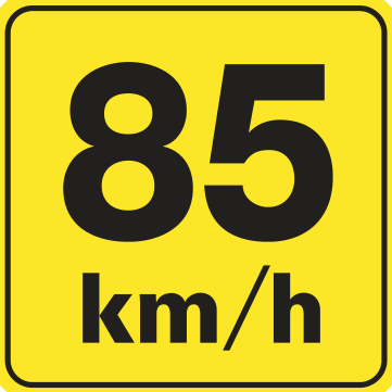 Alberta road sign: Recommended maximum speed for the curve ahead