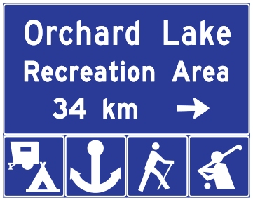Alberta road sign: Recreation area ahead