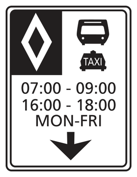 Alberta road sign: Reserved lane