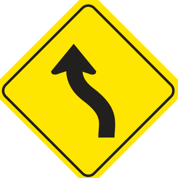 Alberta road sign: Road curves left