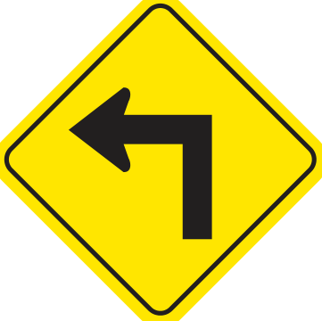 Alberta road sign: Sharp turn left