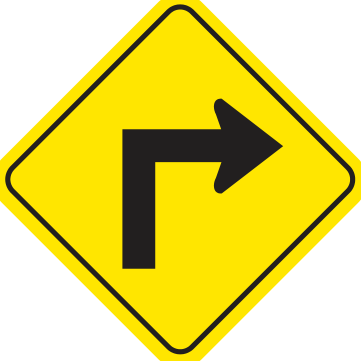 Alberta road sign: Sharp turn right