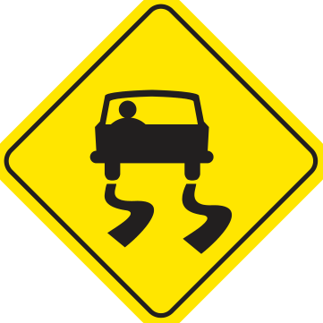 Alberta road sign: Slippery when wet
