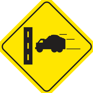 Alberta road sign: Trucks entering from right