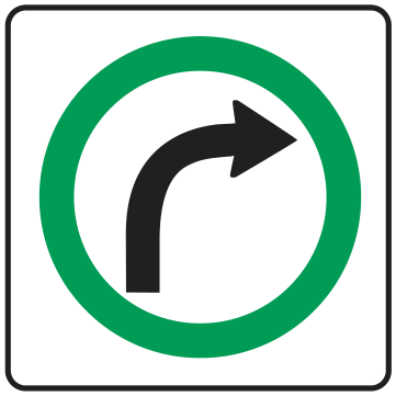 Alberta road sign: Turn right only