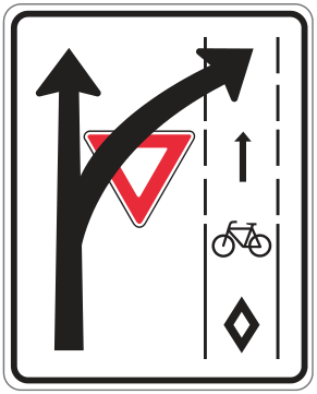 Alberta road sign: Turning vehicles yield to bicycles